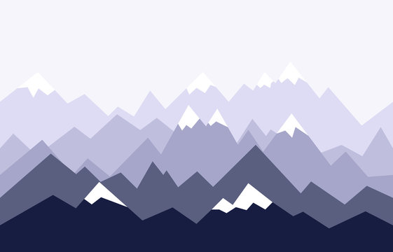 Mountains landscape in geometric style. Seamless background. Vector illustration.