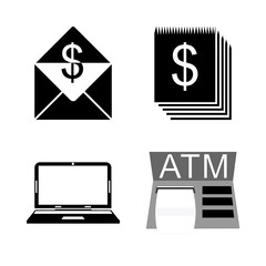 icon Currency with atm, payment, notebook, finance and envelope