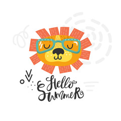 Hand drawn illustration of lion face