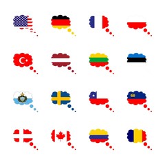 icon Flag with france flag, canada flag, sweden , flag of sweden and usa flag