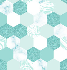 Seamless pattern with marble hexagons