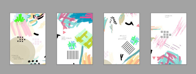 Abstract collage made with scribbles  markercanyon strokesblack geometric shapes