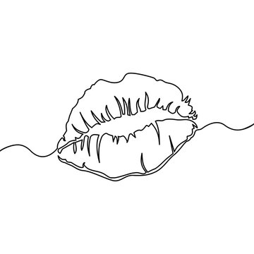 recommend clip art: Continuous line Beautiful Woman lips make up logo