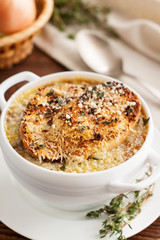 French onion soup with toast