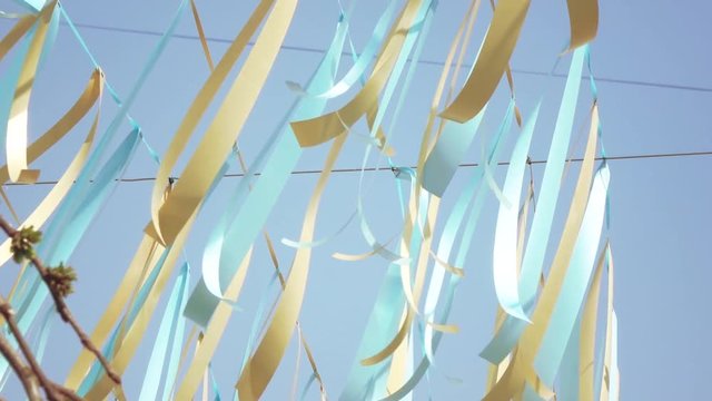 Decorative ribbons on a wire