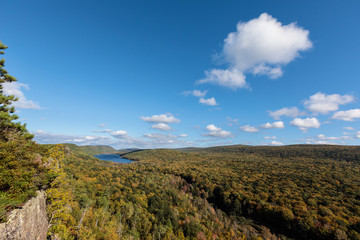 Lake of the Clouds with a dramatic sky, Porcupine Mountains, USA