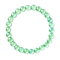 Obraz premium Round frame of green beads isolated on white background.