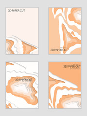 Abstract banner template with 3D paper cut art