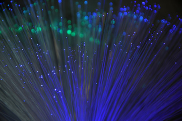 Multicolored fiber optics light bokeh background