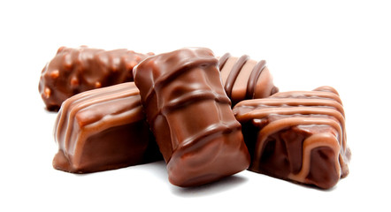 Assortment of chocolate candies sweets isolated