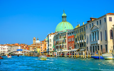 Fototapeta na wymiar Grand Canal Saint Simeone Church Boats Ferries Venice Italy