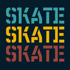 Skate typography t-shirt graphic, typographic series. Simple graphics.