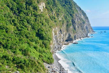 Fototapeta premium Two Color Tones of the Pacific Ocean Near Qingshui Cliff in Taiwan