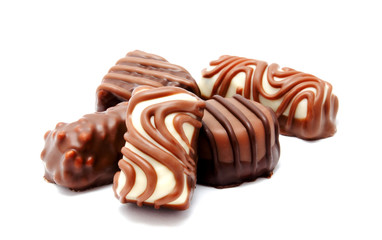 Assortment of chocolate candies sweets isolated