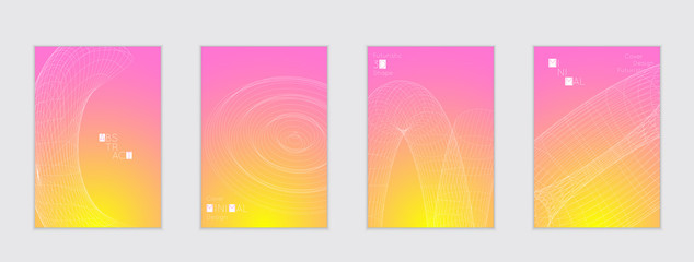 Fototapeta premium Minimal cover templates with futuristic 3D meshes