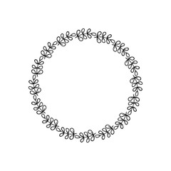 Elegant round frame in a romantic style for the design of the album, wedding invitations, postcards and other handmade products. Border silhouette of a digital stamp.