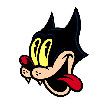 Vintage Toons: 30s Style Vintage Cartoon Character Crazy Cat Smiling With Tongue Out