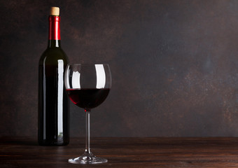 Red wine bottle and glass