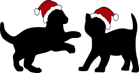 Kittens in Christmas Hats