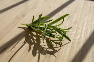Rosemary herb Isolated on cutting board2