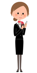 制服の女性　スマートフォン