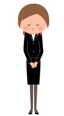 制服の女性　おじぎ