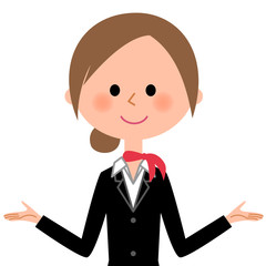 制服の女性　両手を広げる