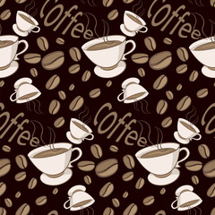 pattern of coffee beans on black background