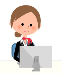 制服の女性　PC