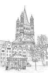 Fototapeta premium Sketch of the Cathedral of St. Martin