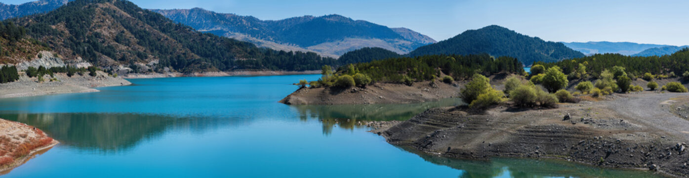 Aoos Springs Lake in the Metsovo in Epirus. mountains of Pindus in northern Greece. Techniti Limni Aoou Lake