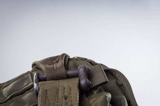 Detail Of A Reserve Parachute Bag Of Webbing And Buckles