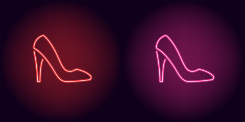 Neon women shoe in red and pink color
