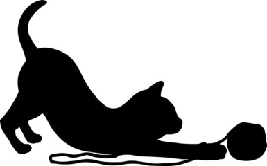 Cat Playing with a Ball of Wool