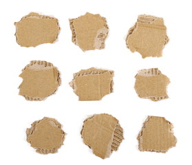 Set cardboard scraps isolated on , background