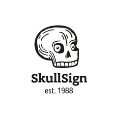 sign funny skull with eyes