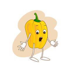 Surprised emotional vegetable in cartoon style with outlines