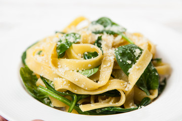 Spinach tagliatelle pasta