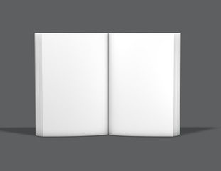 Hardcover open book blank pages mockup illustration.