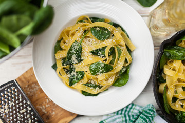 Spinach tagliatelle pasta