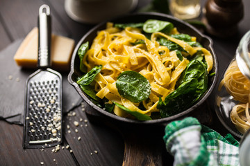 Spinach tagliatelle pasta