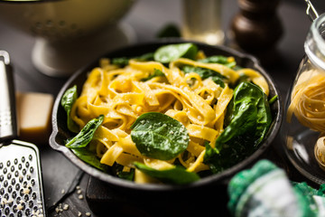 Spinach tagliatelle pasta