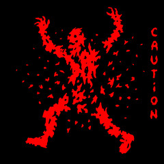 Fototapeta na wymiar Destroyed red zombies silhouette. Vector illustration