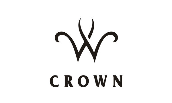 Crown Initial Letter W Logo For Woman, Women, Wife, Welness, Wealth, Wedding 