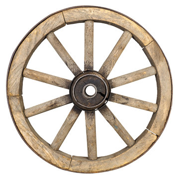 Rustic old wooden wheel