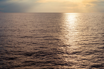 Golden sunset over the sea. Summer seascape. Mediterranean Sea.