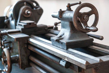 vintage lathe in the workshop