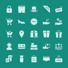 Modern Simple Set of clothes, shopping Vector fill Icons. ..Contains such Icons as  black, fashion,  young, map,  fashion,  beautiful, lock and more on green background. Fully Editable. Pixel Perfect.