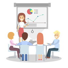 Businesswoman showing presentation.