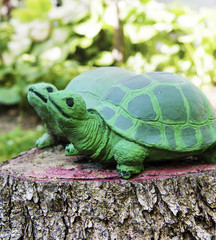 Decorative big green turtle, zen garden koncept 